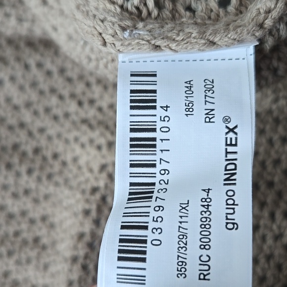 ZARA MENS COTTON WEAVE TEXTURED SWEATER SIZE XL TAUPE SAND - Picture 10 of 10